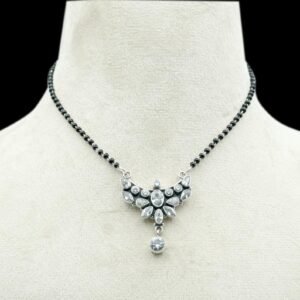 Natural White CZ Necklace Sterling 925 Silver Necklace Gift For Her Wedding Necklace Mangalsutra Necklace Pendant Gemstone Necklace NL0218-GS