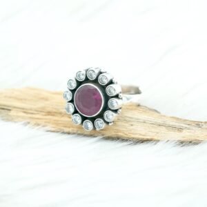 Pink Ruby Ring Cubic Zirconia Ring Sterling 925 Silver Ring Natural Multi Gemstones Ring Wedding Ring Gift For Her Boho Ring Adjustable Ring R0153-GS
