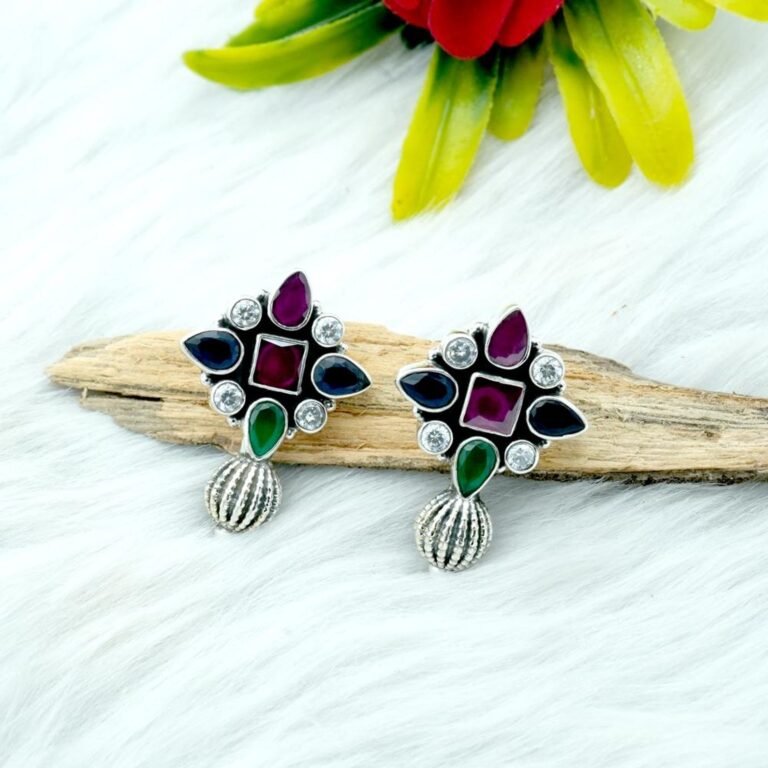 925 Silver Boho Earring Stud Natural Gemstone Earring Stud Emerald Earring Ruby Earring Sapphire Earring Wedding Earring Multi Color Stud E0419-GS