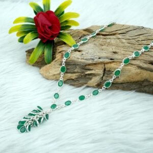 Green Emerald Minimalist Necklace Sterling 925 Silver Choker Necklace Wedding Necklace Gift For Her Natural Gemstones Necklace Jewelry NL0201-GS