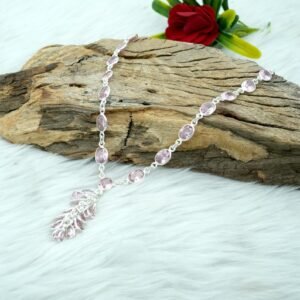 Pink CZ Minimalist Necklace Sterling 925 Silver Necklace Pink CZ Necklace Wedding Necklace Gift For Her Natural Gemstones Necklace Jewelry NL0160-GS