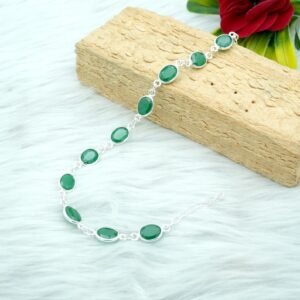 Green Emerald Bracelet Sterling 925 Silver Bracelet Natural Gemstones Bracelet Wedding Bracelet Minimalist Bracelet Gift For Her BR0083-GS