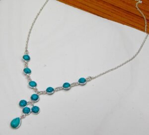 Turquoise necklace 925 Sterling silver jewelry Turquoise gemstone handmade necklace women necklace gift for her NL0144-GS