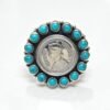 Natural Turquoise Ring Victoria Queen Coin Sterling Silver Ring for Women Turquoise Gemstone Jewelry Natural Turquoise Ring handmade ring R0199-GS