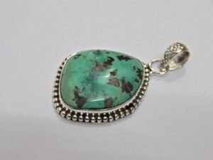 Natural Turquoise Pendant -925 Sterling Silver Jewelry- Gemstone Turquoise-Cabochon Handmade Pendant- For Girls & Women Gift Pendant P0030-GS