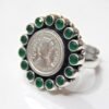 Natural Green onyx Ring 925 sterling Silver Victoria Queen Coin Adjustable Ring Handmade Ring Wedding Ring Gift For Girl Woman Gift Item R0190-GS