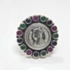 Victoria Queen Coin Natural Ruby Emerald & Sapphire Ring In 925 Sterling Silver Multi Stone Ring Silver Jewelry For Girl And Women Gift Item R0193-GS