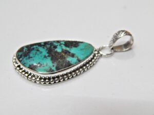 Natural Turquoise Pendant -925 Sterling Silver Jewelry- Gemstone Turquoise-Cabochon Handmade Pendant- For Girls & Women Gift Pendant P0026-GS