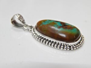 Natural Turquoise Pendant -925 Sterling Silver Jewelry- Gemstone Turquoise-Cabochon Handmade Pendant- For Girls & Women Gift Pendant P0028-GS