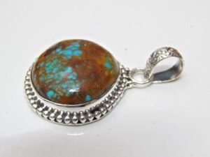 Natural Turquoise Pendant -925 Sterling Silver Jewelry- Gemstone Turquoise-Cabochon Handmade Pendant- For Girls & Women Gift Pendant P0025-GS