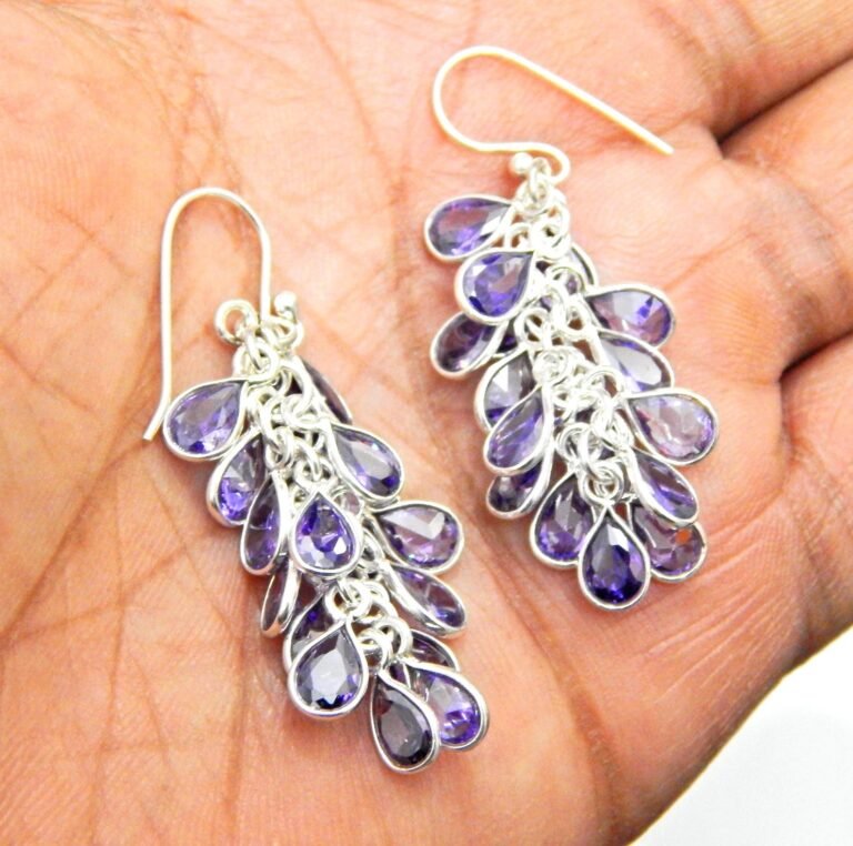 Amethyst Grapes bunch Earring 925 Sterling Silver Jewelry earring with gemstone Amethyst Earring faceted for Girls & Women gift for her E0561-GS