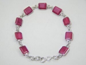 Ruby Bracelet, 925 Sterling Silver Bracelet, Rectangle Shape Bracelet, Handmade Bracelet Wedding Jewelry, Gemstone Ruby Faceted, Gift Item BR0068-GS