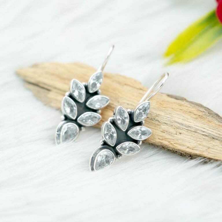 White CZ Earring Sterling 925 Silver Natural Gemstone Wedding Earring Light Weight Earring Gift For Her Minimalist Earring Zircon Earring E0467-GS