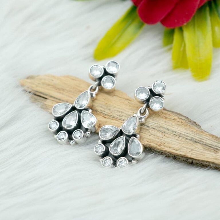 925 Silver Earring White CZ Earring Stud Wedding Earring Natural Gemstone Earring Gift For Her Minimalist Earring Zircon Earring E0468-GS