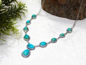 Turquoise necklace 925 Sterling silver jewelry Natural Blue Turquoise gemstone handmade necklace women necklace gift for her NL0121-GS