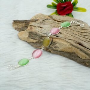Natural Multi Color Monalisa 925 Sterling Silver Bracelets Gemstone Bracelets Elegant Bracelets Gift For Her Wedding Bracelet BR0091-GS