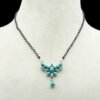 925 sterling silver Necklace Blue Turquoise Necklace black beads chain necklace flower pendant traditional style mangalsutra necklace NL0220-GS