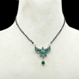 Natural Green Emerald Necklace Sterling 925 Silver Necklace Gift For Her Wedding Necklace Mangalsutra Necklace Pendant Gemstone Necklace NL0219-GS