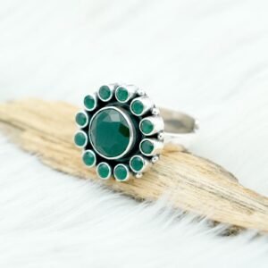 Natural Green Emerald Ring 925 Sterling Silver Ring Wedding Ring Adjustable Ring Women's Ring Gift For Her Silver Jewelry Gemstone ring R0150-GS