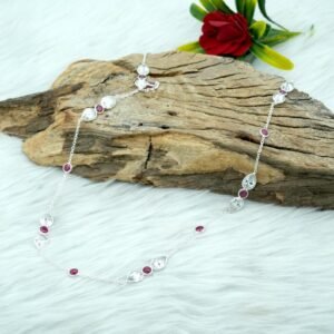 Red Ruby Minimalist Necklace Sterling 925 Silver Necklace CZ Necklace Wedding Necklace Gift For Her Natural Gemstones Necklace Jewelry NL0206-GS