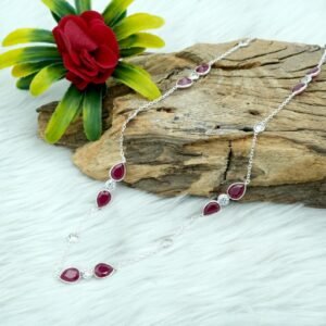 Red Ruby Minimalist Necklace Sterling 925 Silver Necklace CZ Necklace Wedding Necklace Gift For Her Natural Gemstones Necklace Jewelry NL0205-GS