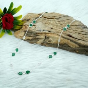 Green Emerald Minimalist Necklace Sterling 925 Silver Necklace CZ Necklace Wedding Necklace Gift For Her Natural Gemstones Necklace Jewelry NL0204-GS