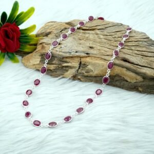 Red Ruby Necklace Sterling 925 Silver Necklace Choker Necklace Minimalist Necklace Wedding Necklace Gift For Her Natural Gemstones Necklace NL0202-GS