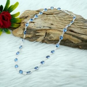 Blue Sapphire Necklace Sterling 925 Silver Necklace Natural Gemstones Choker Necklace Wedding Necklace Minimalist Necklace Gift For Her NL0200-GS