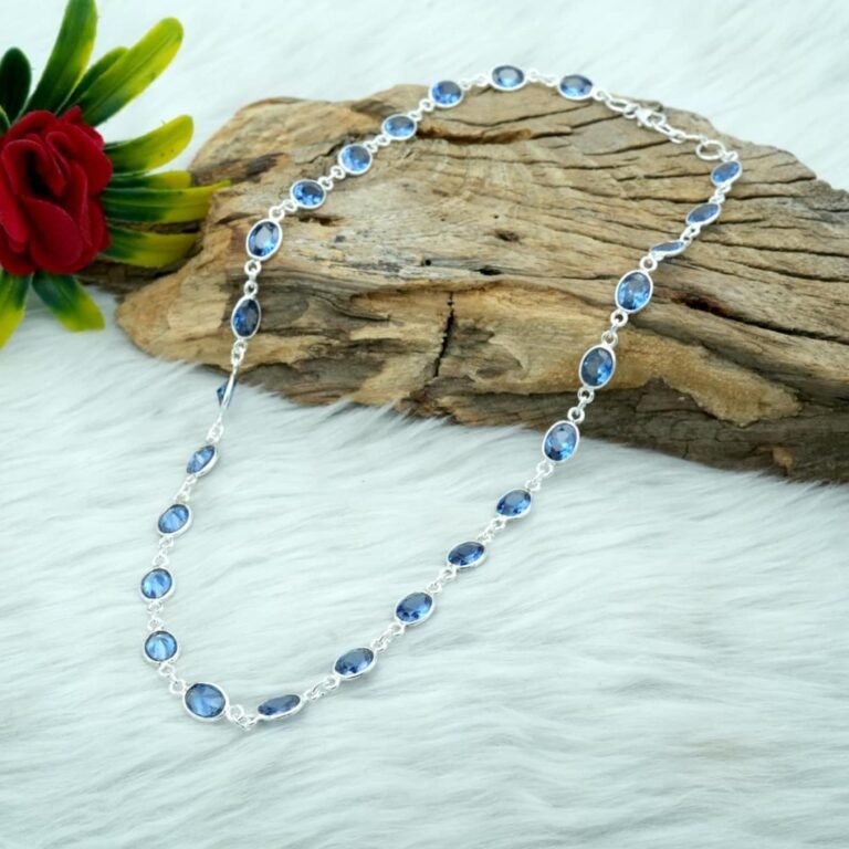 Blue Sapphire Necklace Sterling 925 Silver Necklace Natural Gemstones Choker Necklace Wedding Necklace Minimalist Necklace Gift For Her NL0200-GS