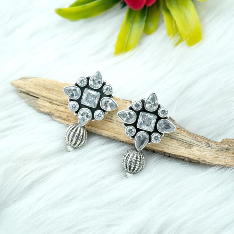925 Silver Earring White CZ Earring Stud Wedding Earring Natural Gemstone Earring Gift For Her Minimalist Earring Zircon Earring E0402-GS