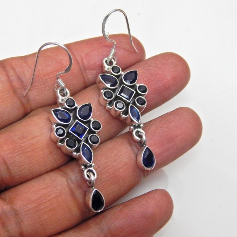 Blue Onyx Earring , 925 Sterling Silver Earring Gift, Handmade Earring, Gemstone Blue Onyx Earring gift for her E0372-GS