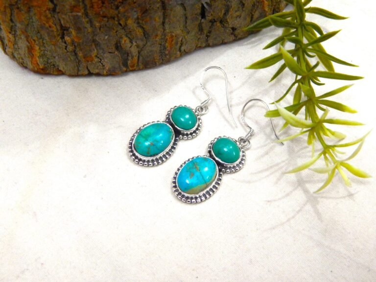 Turquoise Earring Sterling 925 Silver Handmade Earring Natural Blue Turquoise Gemstone Earring Wedding Earring Jewelry Gift For Her E0252-GS