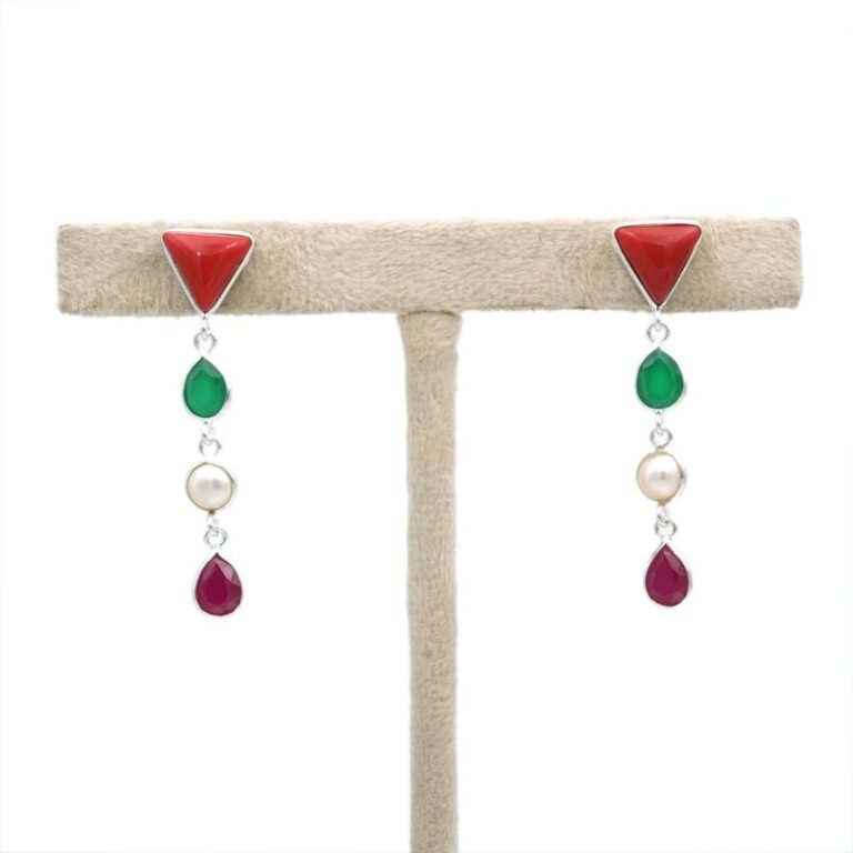 925 Silver Drop Earring Stud Earring Natural Multi Gemstone jewelry Gift For Her Wedding Earring Stud Minimalist Earring Stud Earring Stud E0364-GS