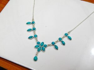Turquoise necklace 925 Sterling silver jewelry Turquoise gemstone handmade necklace women necklace gift for her NL0143-GS