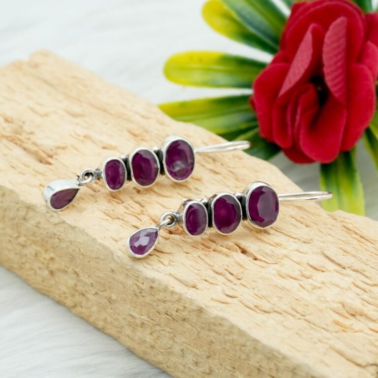 Ruby Earring 925 Sterling Silver Natural Gemstone Earring Jewelry Light Weight Earring Wedding Earring Gift For Her Elegant Earring Jewelry E0159-GS