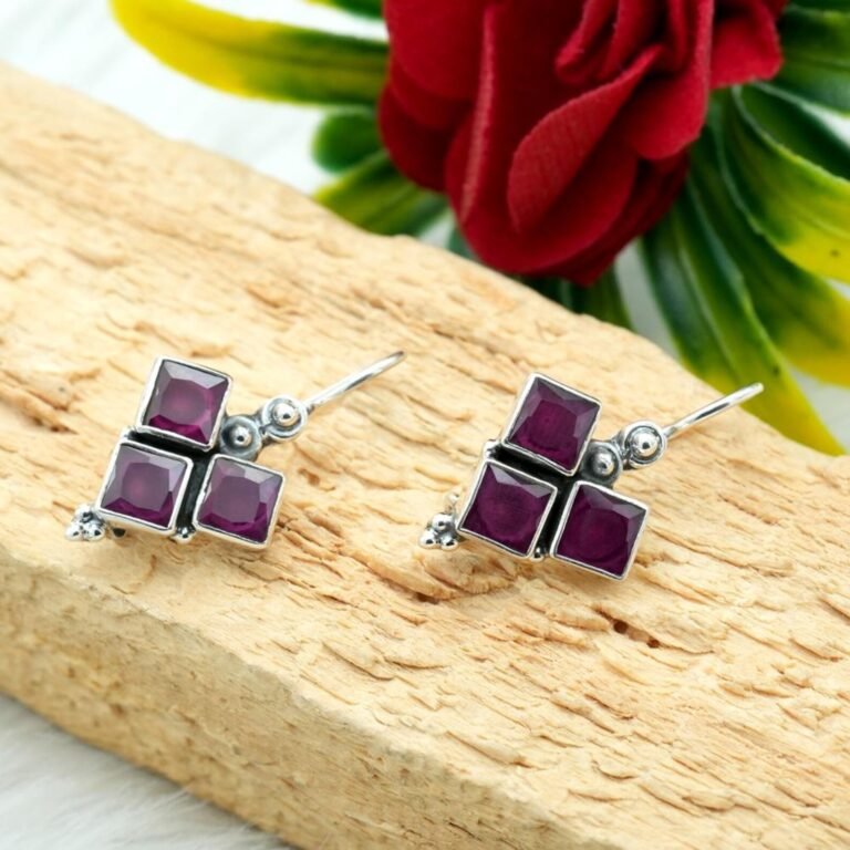 Ruby Earring 925 Sterling Silver Natural Gemstone Earring Jewelry Light Weight Earring Wedding Earring Gift For Her Elegant Earring Jewelry E0158-GS