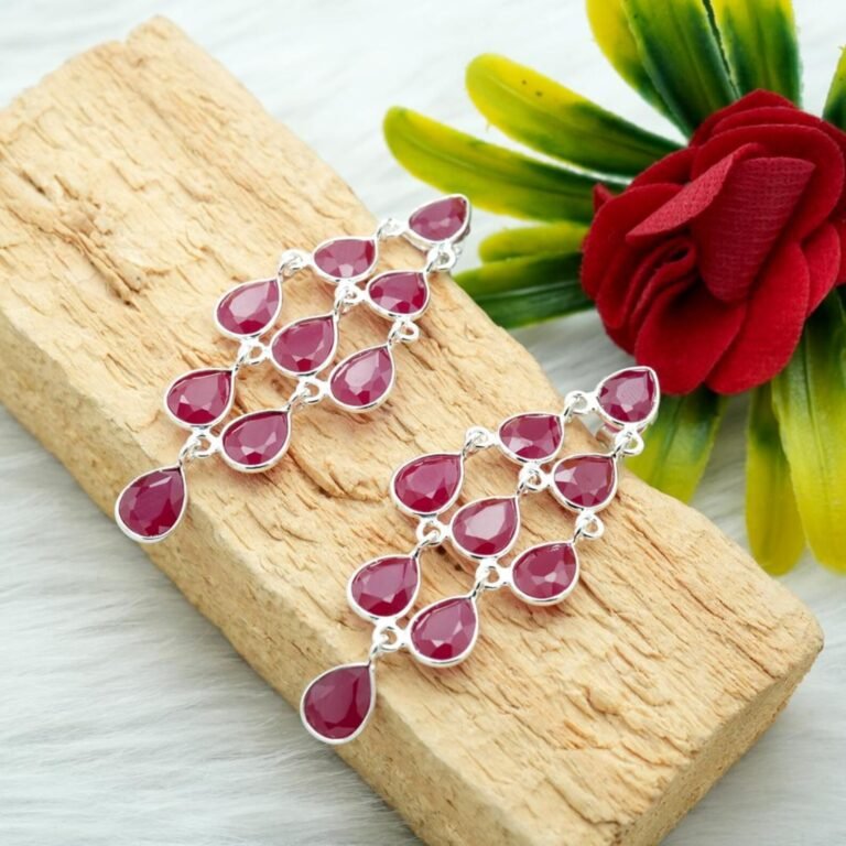 Ruby Stud Earring 925 Sterling Silver Ear Stud Natural Gemstone Earring Jewelry Earring Wedding Earring Gift For Her Elegant Earring Jewelry E0157-GS