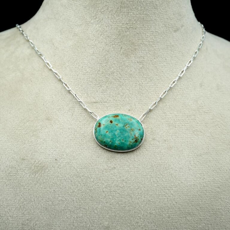 Turquoise necklace 925 Sterling silver jewelry Turquoise gemstone handmade necklace women necklace gift for her NL0088-GS