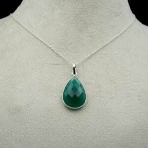 Green Onyx Necklace 925 Sterling Silver Necklace Wedding Jewelry Gift For Her Gemstone Necklace NL0085-GS