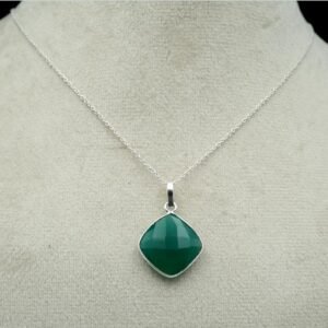 Green Onyx Necklace 925 Sterling Silver Necklace Wedding Jewelry Gift For Her Gemstone Necklace NL0083-GS
