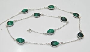 Natural Malachite Necklace 925 Silver Necklace Bezel Necklace Malachite Necklace Swarovski Necklace Chain necklace handmade Necklace NL0090-GS