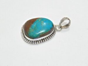 Natural Turquoise Pendant -925 Sterling Silver Jewelry- Gemstone Turquoise-Cabochon Handmade Pendant- For Girls & Women Gift Pendant P0031-GS