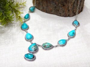 Turquoise necklace 925 Sterling silver jewelry Natural Blue Turquoise gemstone handmade necklace women necklace gift for her NL0123-GS