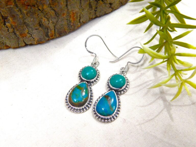 Turquoise Earring Sterling 925 Silver Handmade Earring Natural Blue Turquoise Gemstone Earring Wedding Earring Jewelry Gift For Her E0253-GS
