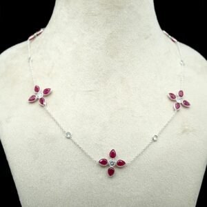 Red Ruby Necklace Sterling 925 Silver Necklace Choker Necklace Minimalist Necklace Wedding Necklace Gift For Her Natural Gemstones Necklace NL0074-GS