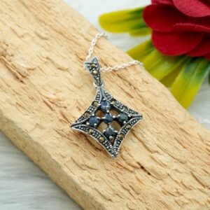 Sapphire Necklace Dainty Necklace Wedding Jewelry Sapphire Gemstone Gift Item Minimalist Necklace Anniversary Gift 925 Sterling Silver NL0066-GS