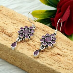 Ruby Earring 925 Sterling Silver Jewelry earring with gemstone Ruby, Handmade earring, Gift for Girls & Women, Wedding Gift E0070-GS