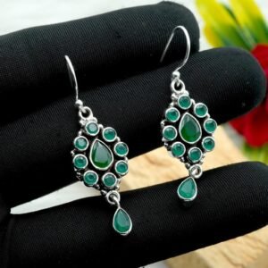 Green Onyx Gemstone Earring , 925 Sterling Silver Earring, Fine Earring, Handmade Earring Green gemstone Earring, Gift For Her E0069-GS