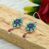 Turquoise, Coral Lapis Earring, Handmade Silver Earring ,925 Sterling Silver Earring ,Multi-Stone earring, Dangle Earring ,Gift For Her E0661-GS