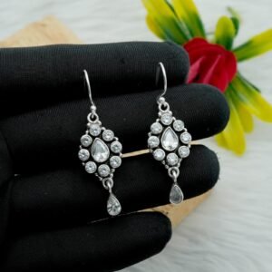 Natural Cubic Zirconia Earrings 925 Sterling Silver Earrings Wedding Earrings, Handmade Earring, Dangle Earring Gift For Her E0068-GS